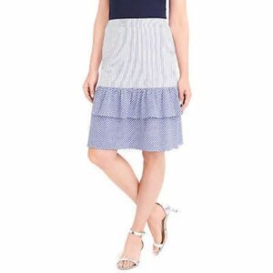 J. Crew Cocktail Stripe Tiered Ruffle Midi Skirt